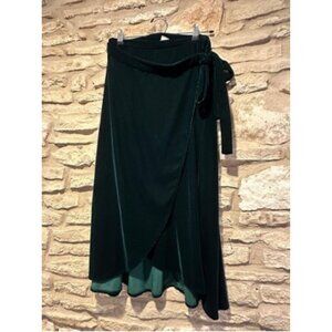 GAP Velvet Wrap Midi Skirt Size S Dark Green